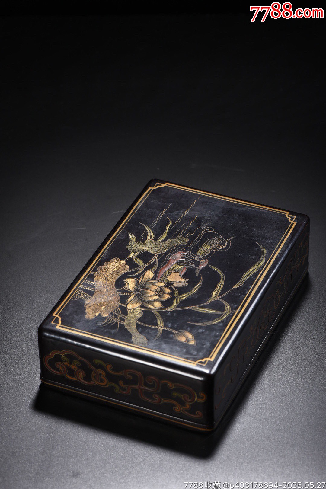 老木胎描真金漆器鴛鴦圖文房盒_價格1299元【子健老貨】_第5張_