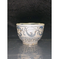 民國(guó)青花花卉紋茶碗
