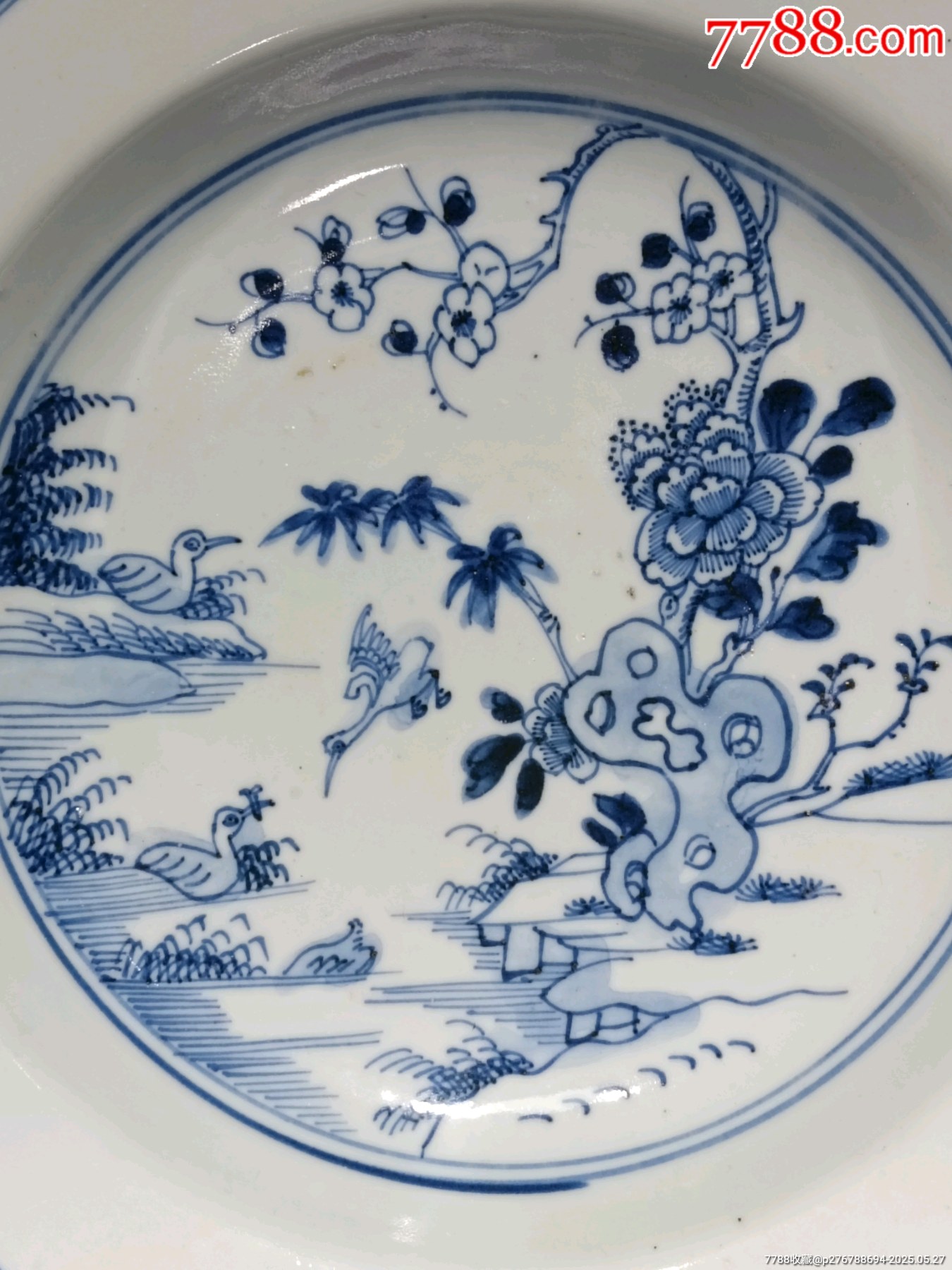 清康熙青花飛鳴宿食圖盤_價格436元_第2張_
