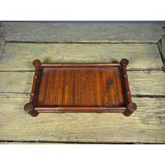 舊藏花梨木精工鑲嵌竹簡道德經(jīng)茶盤_
