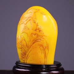 珍品田黃石精雕薄意印章【深山聚賢】_