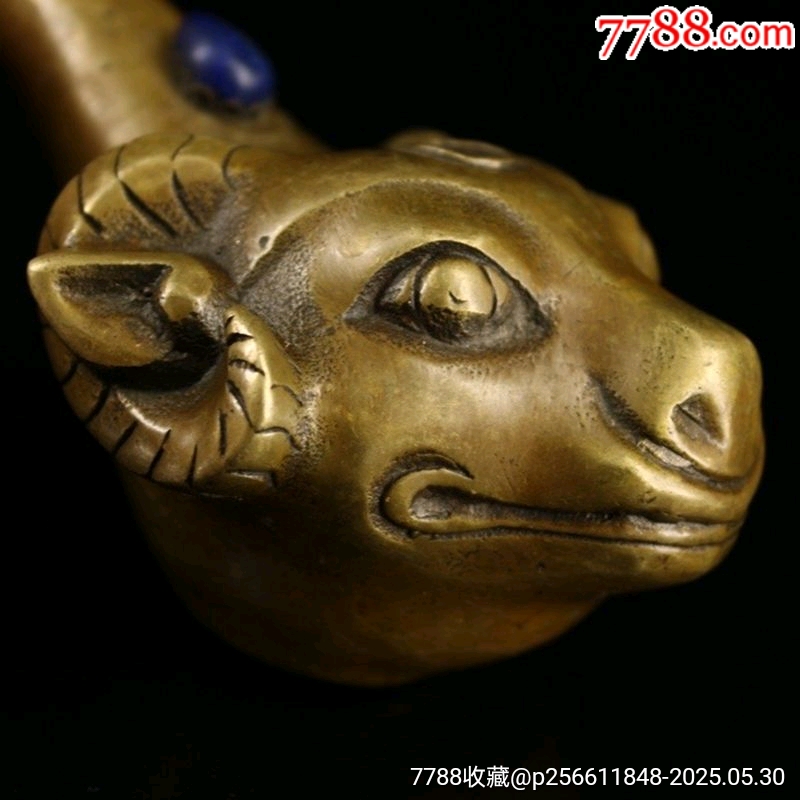 古玩收藏純銅煙斗黃銅煙袋鍋老式煙嘴羊頭煙斗_價格365元_第4張_