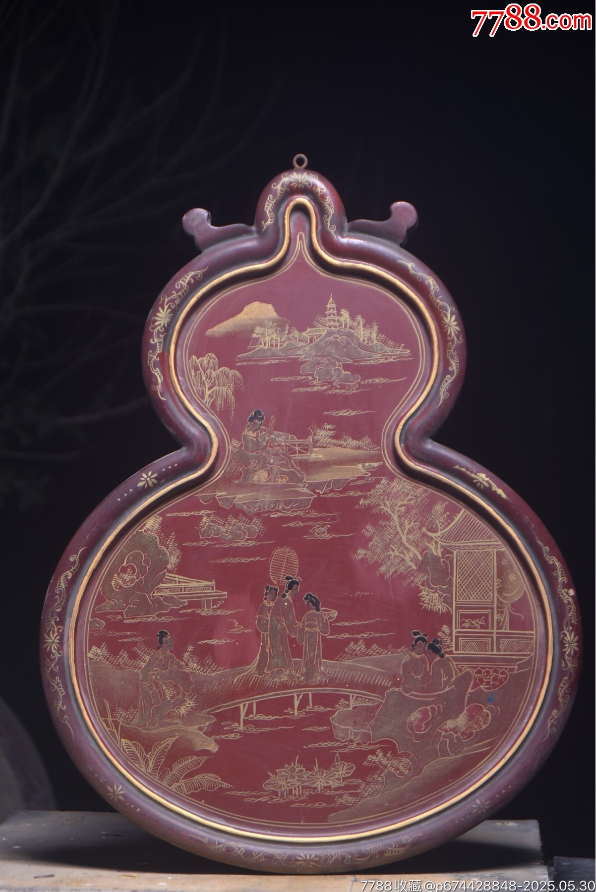 清代～老葫蘆(福祿)漆畫人物故事掛匾。_價格699元【子健老貨】_第1張_