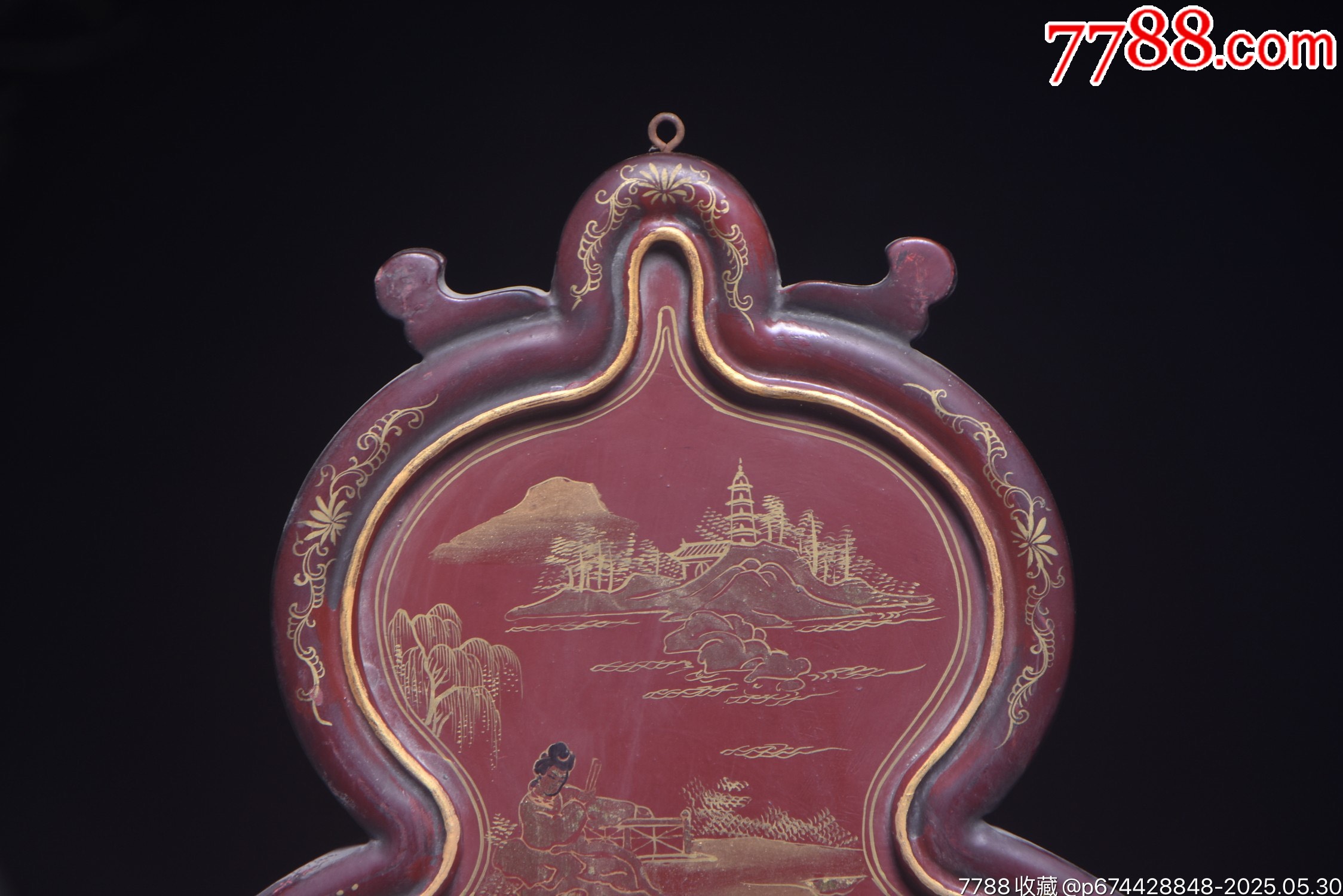 清代～老葫蘆(福祿)漆畫人物故事掛匾。_價格699元【子健老貨】_第2張_