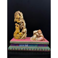 珍品舊藏篆刻家丙午年蔣仁款精品壽山石田黃級田黃石擺件印章。_