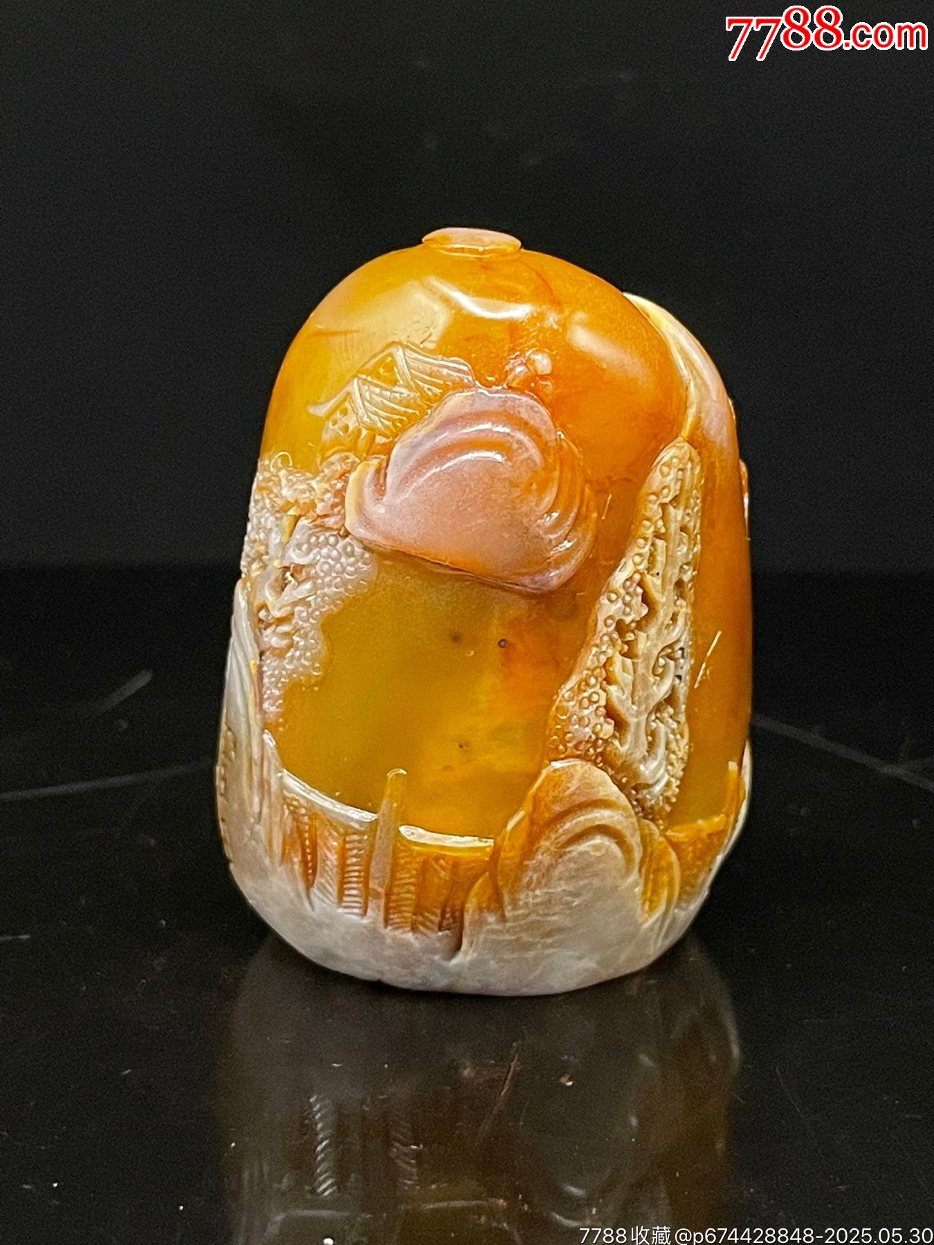 珍品舊藏。篆刻家霍田刻精品壽山石銀包金田黃石隨行薄義印章_價格599元【子健老貨】_第3張_