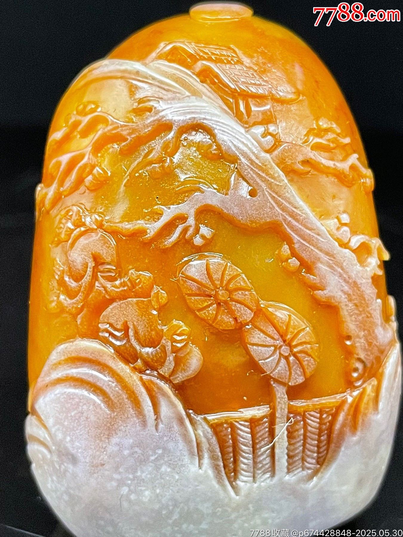 珍品舊藏。篆刻家霍田刻精品壽山石銀包金田黃石隨行薄義印章_價格599元【子健老貨】_第5張_