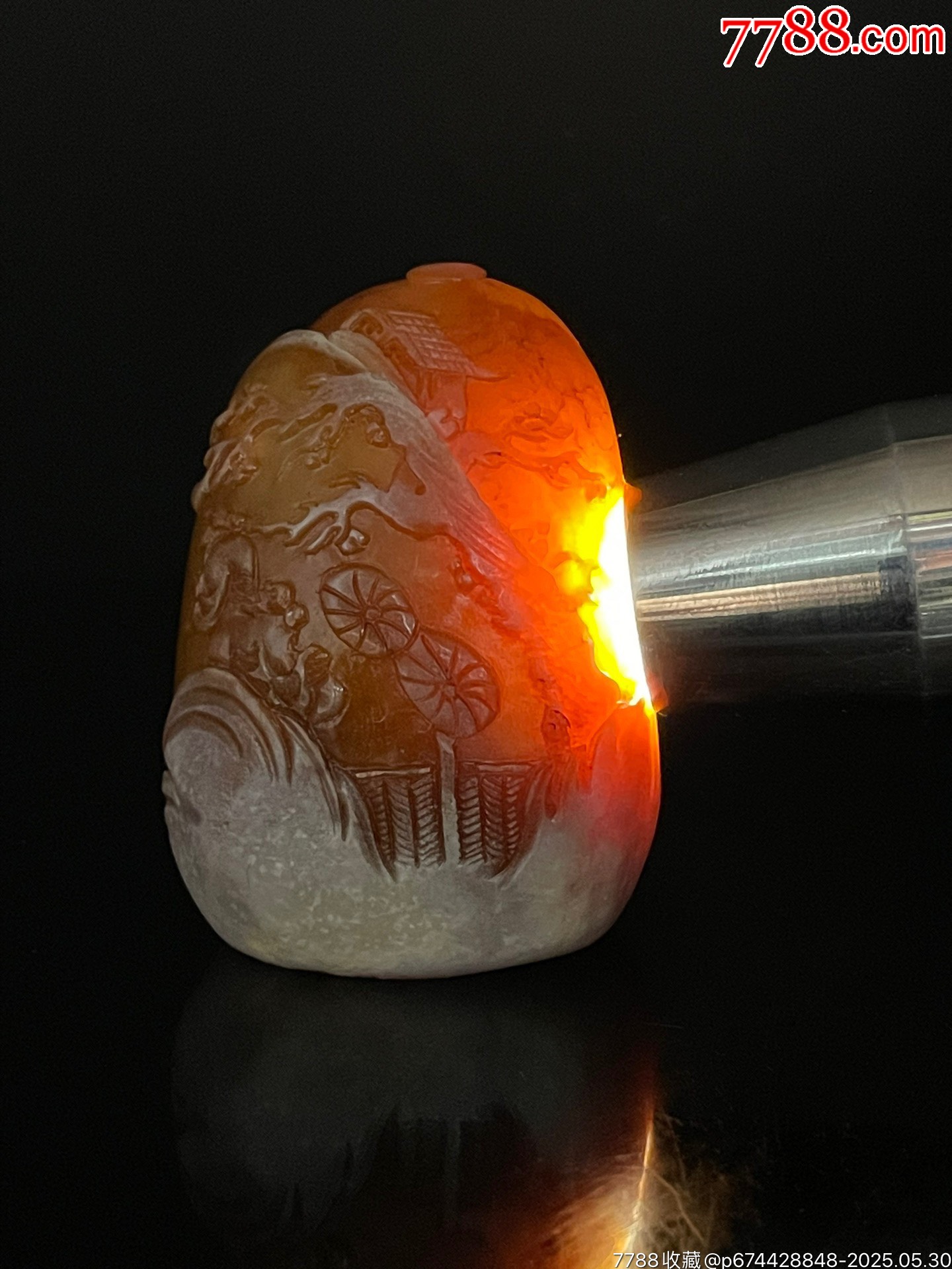 珍品舊藏。篆刻家霍田刻精品壽山石銀包金田黃石隨行薄義印章_價格599元【子健老貨】_第7張_