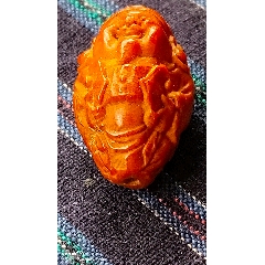橄欖核雕刻，彌勒佛掛件_