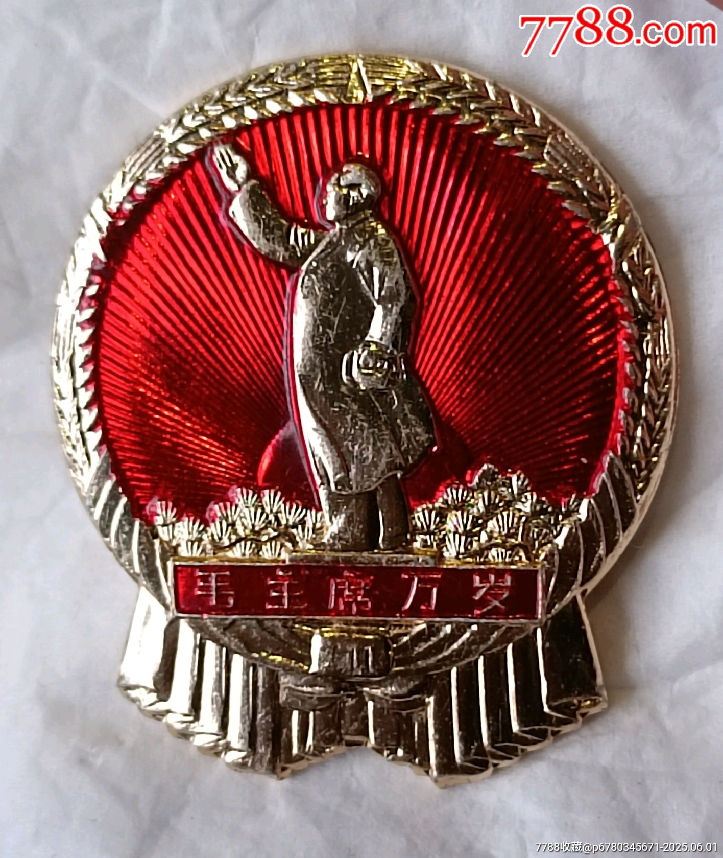 國(guó)徽毛主席視察*全身像章，_價(jià)格100元【知青收藏店】_第8張_