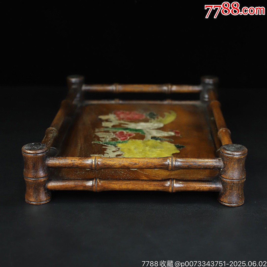 花梨木鑲貝殼茶盤托盤收納_價格199元【子健老貨】_第6張_