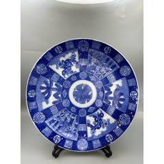 清時期，青花福祿壽松梅竹，超大賞盤（直徑36厘米）全品