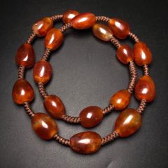 老瑪瑙隨形珠編織項鏈_
