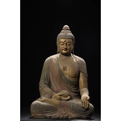 木雕漆金釋迦牟尼造像_