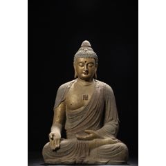 木雕漆金釋迦牟尼造像_