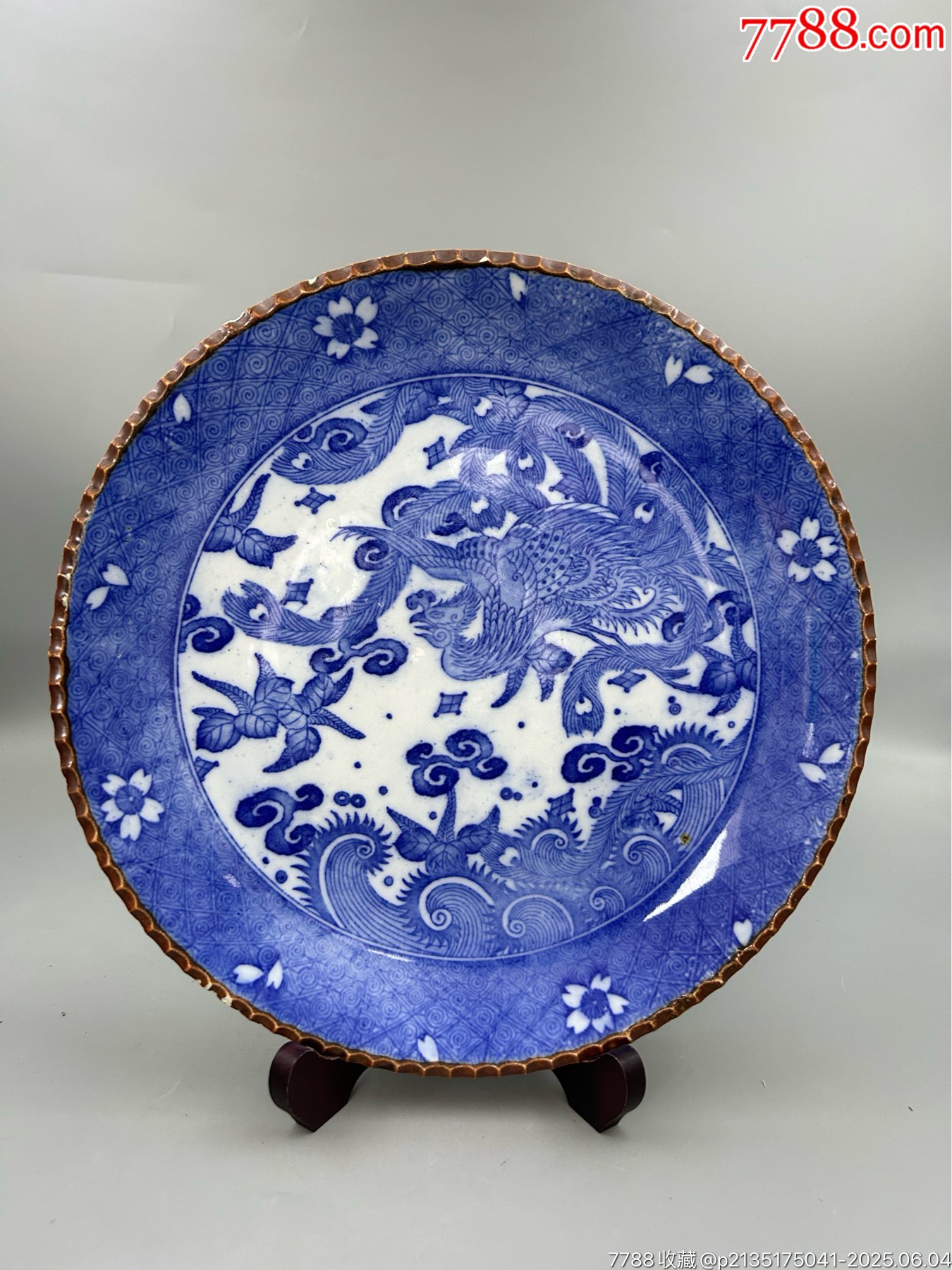 清代，老柴燒青花鳳凰紋，超大賞盤（直徑30厘米左右）_價(jià)格120元_第1張_