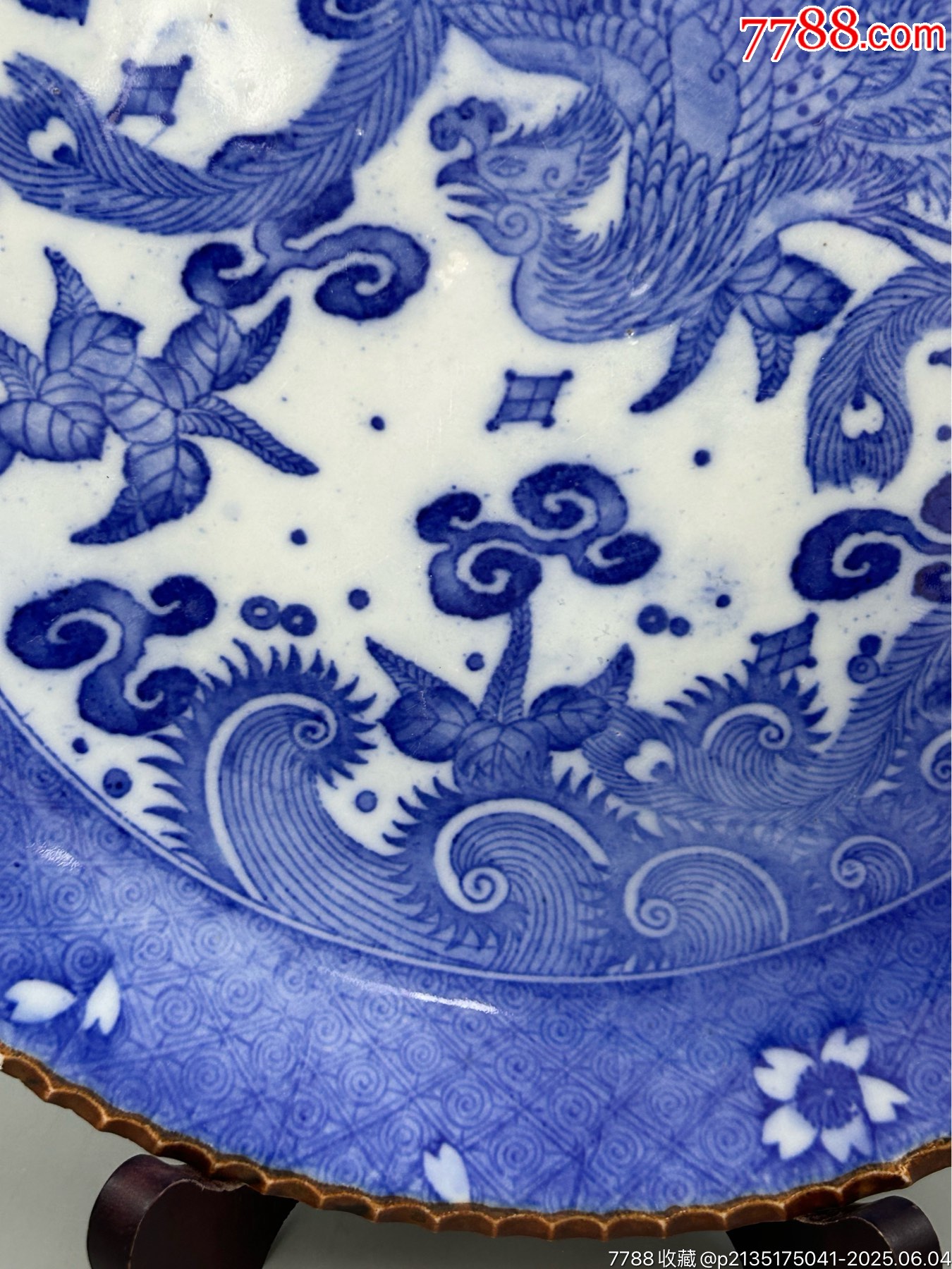 清代，老柴燒青花鳳凰紋，超大賞盤（直徑30厘米左右）_價(jià)格120元_第3張_
