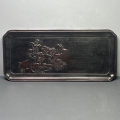 舊藏紫光檀雕刻小茶盤_