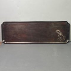 舊藏紫光檀雕刻小茶盤_
