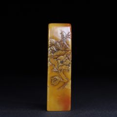 舊藏壽山石鳥語(yǔ)花香薄意印章，_
