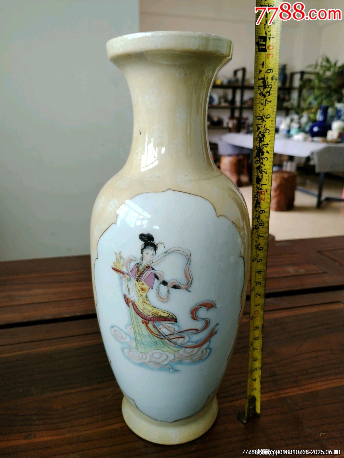 （全品）解放初567貼花粉彩開窗仕女人物觀音瓶品相如圖全品尺寸高31cm_價格100元_第4張_