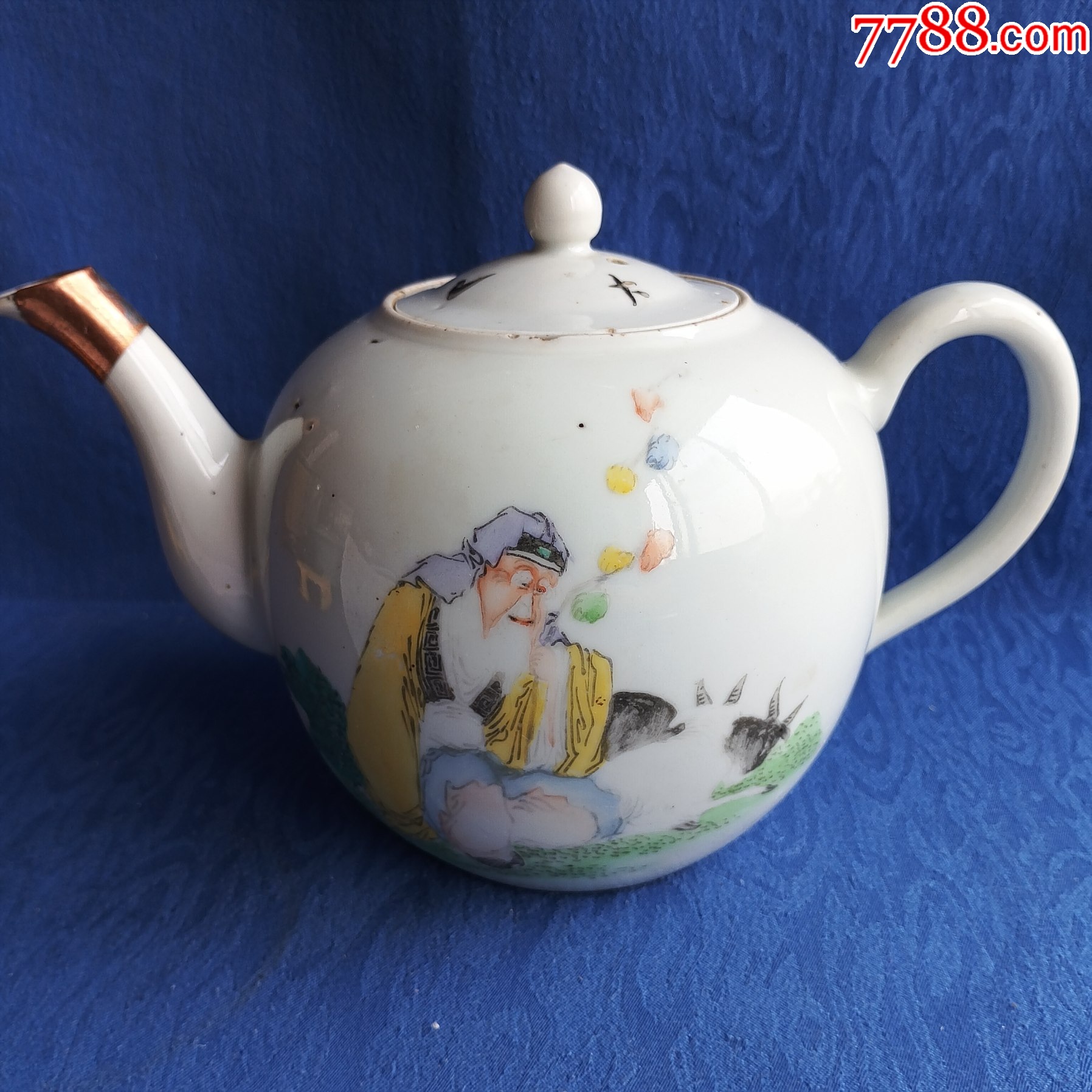 中国古美術品　粉彩人物急須　「同治年製」 手絵茶壺　18cm ctcols_23182302