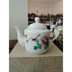 （全品）解放初567粉彩花鳥(niǎo)茶壺高10cm壺嘴到手把長(zhǎng)15cm