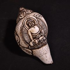 珍品舊藏收西藏收純手工雕刻藏財(cái)神天然釋迦牟尼佛祖法螺法器_