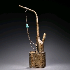 珍品旧藏收纯铜全铜水烟袋工艺精湛器形款式精美重280克高29厘米