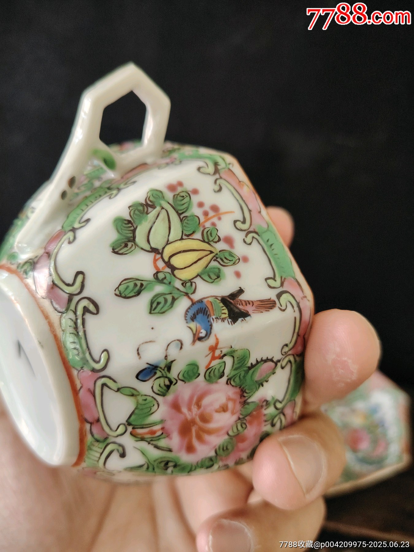 清晚期同治光緒廣彩人物八方杯碟，一方頂十圓，品相全品，無后天人為瑕疵尺寸：盤_價格401元_第4張_