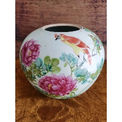 民国粉彩花鸟西瓜罐-彩绘瓷/彩瓷-7788旧书网