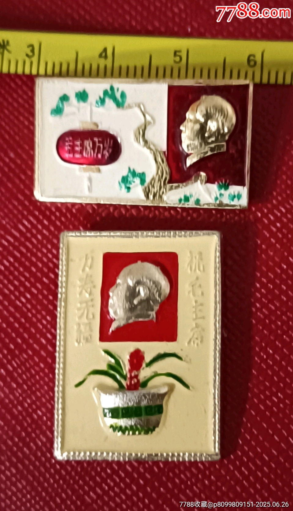 二枚彩色精品盆景毛主席像章_價格10元【知青收藏店】_第7張_