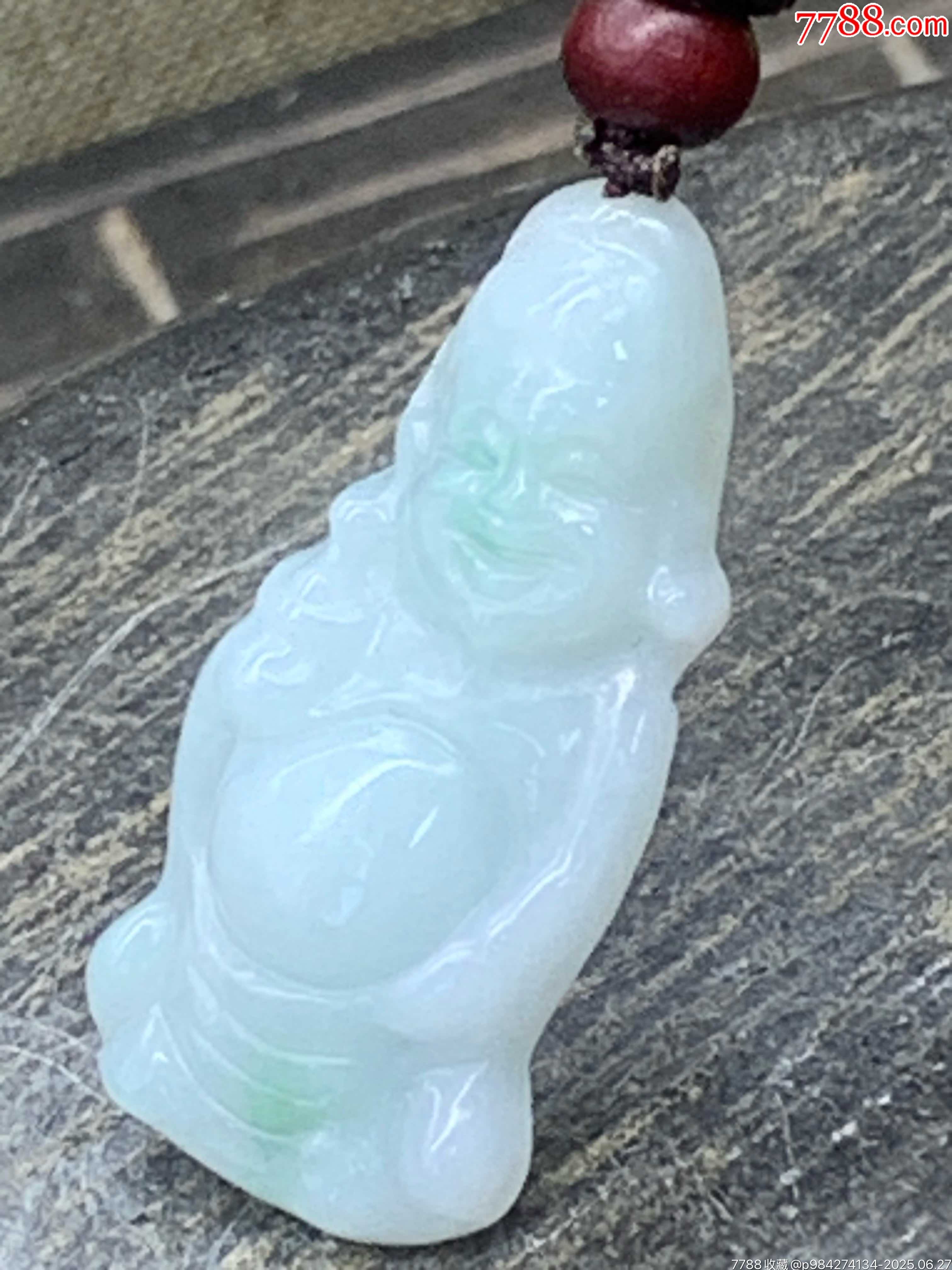 純天然翡翠A貨白底青財神_價格11元_第1張_