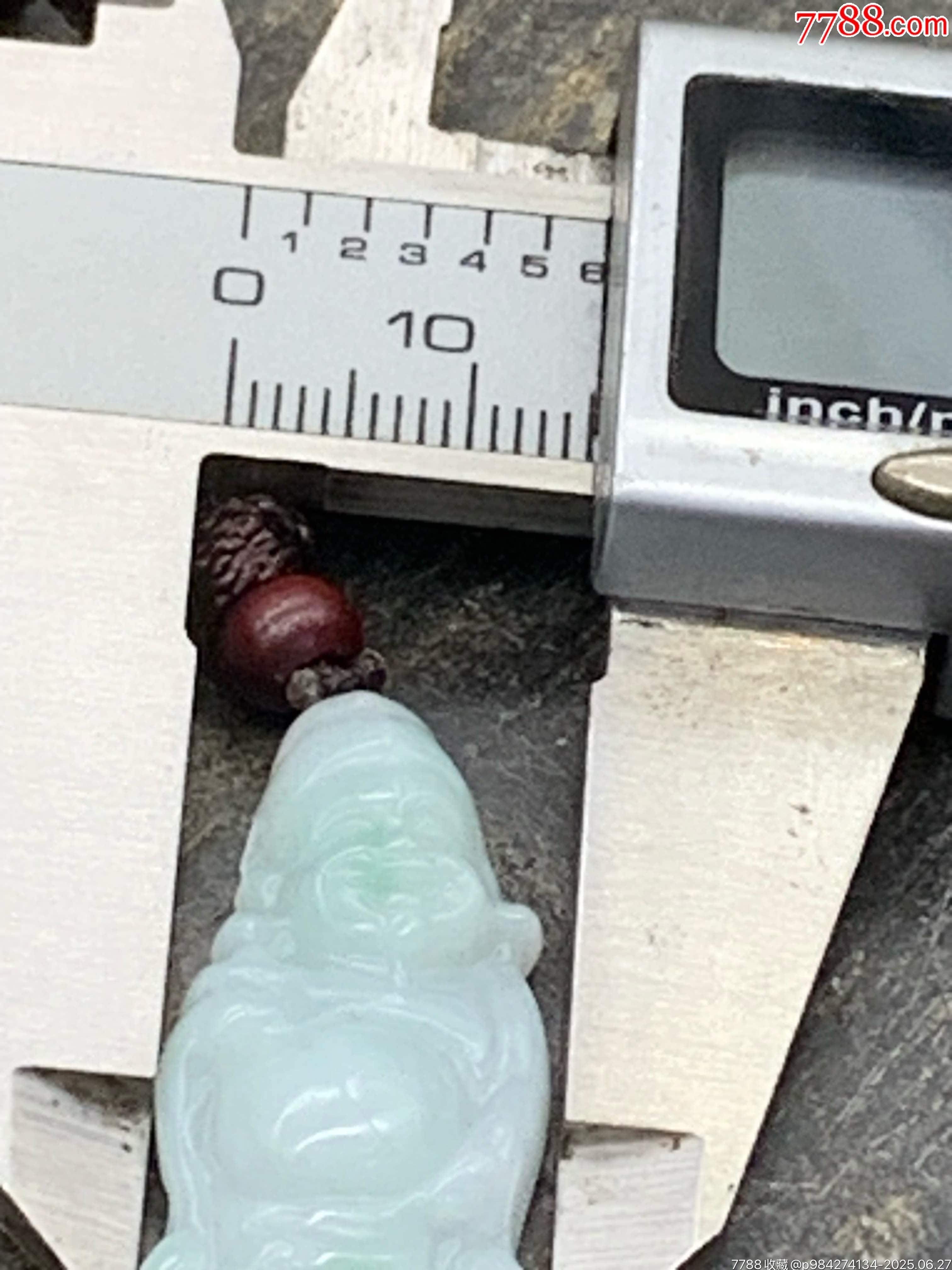 純天然翡翠A貨白底青財神_價格11元_第4張_