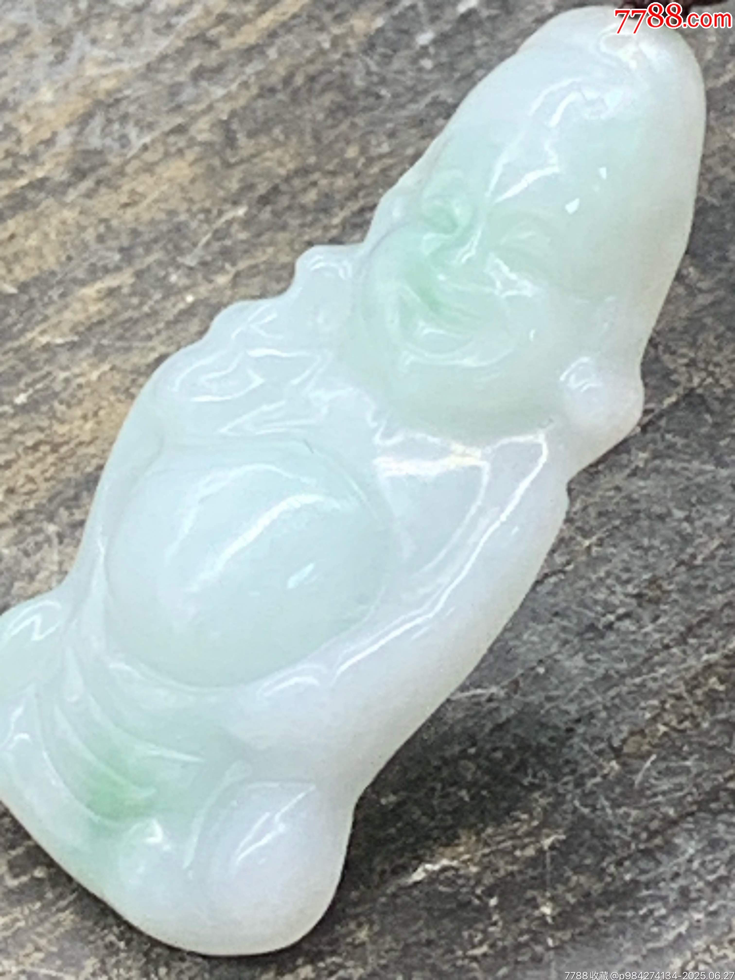 純天然翡翠A貨白底青財神_價格11元_第5張_
