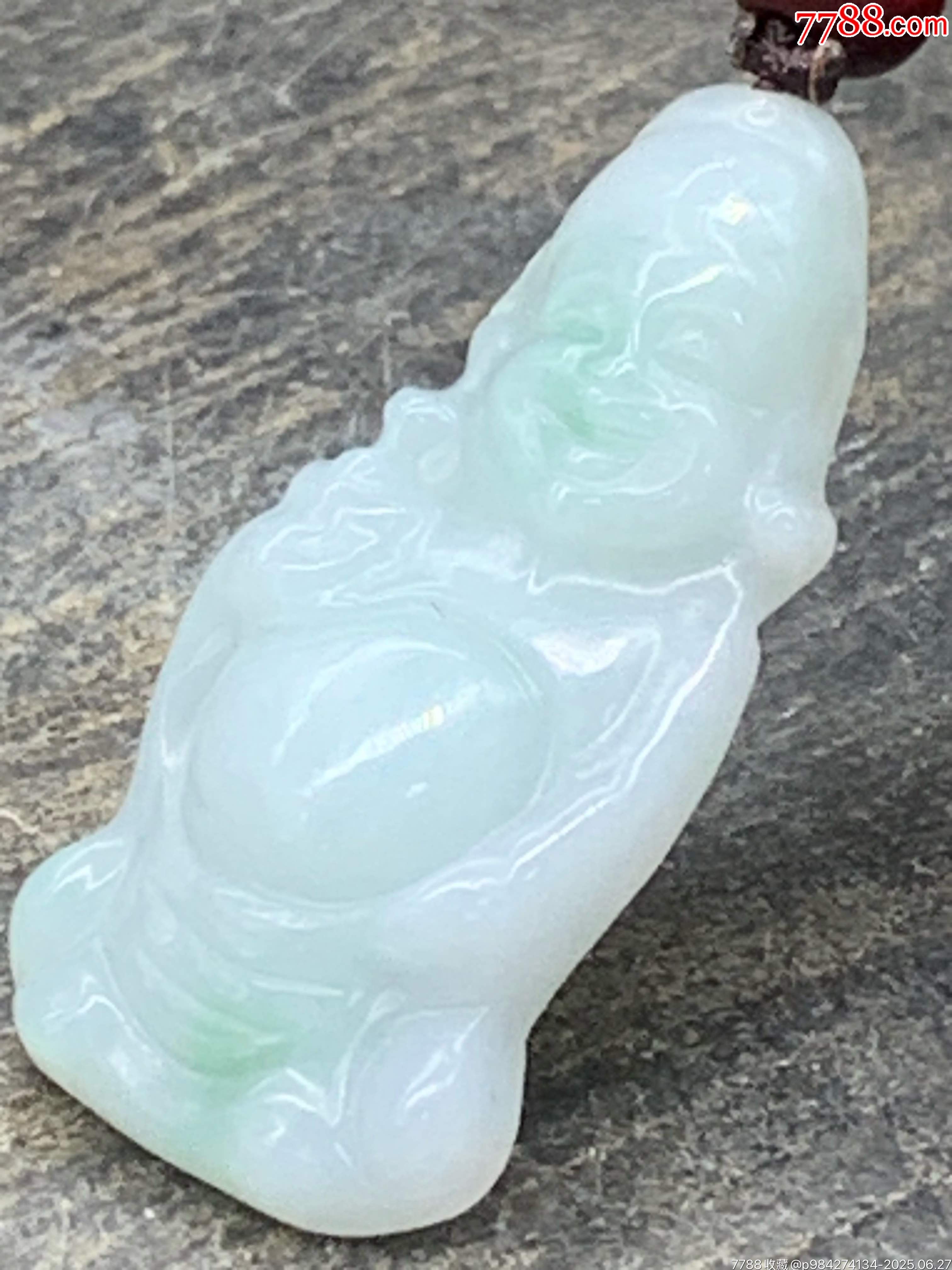純天然翡翠A貨白底青財神_價格11元_第8張_
