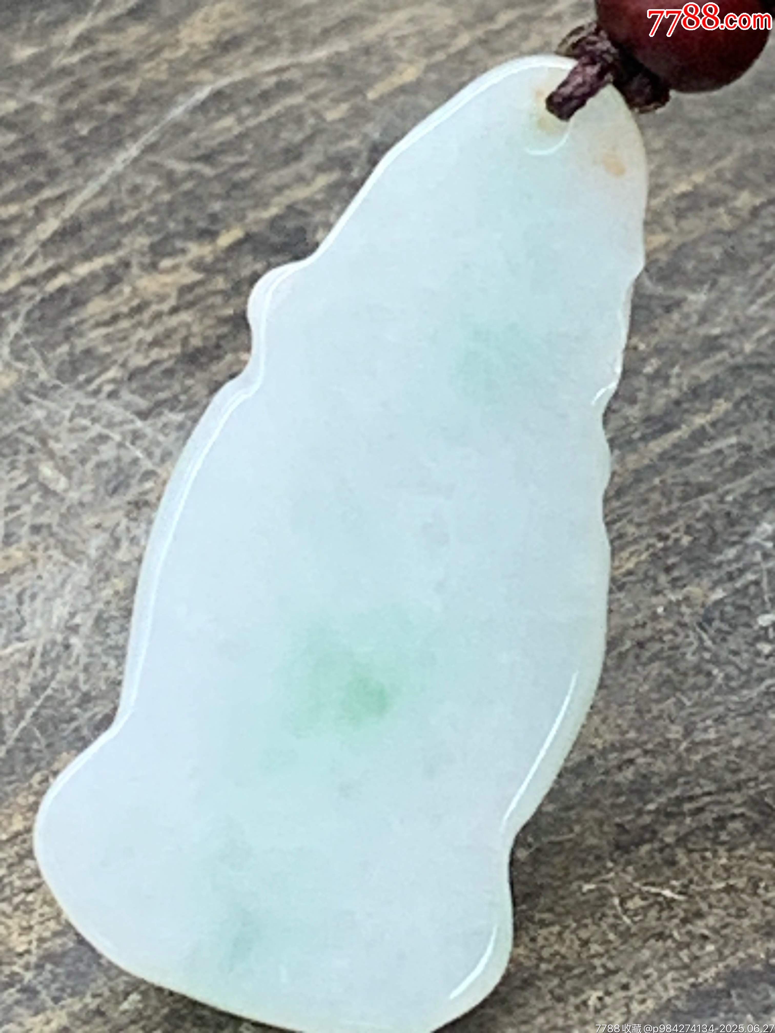 純天然翡翠A貨白底青財神_價格11元_第9張_