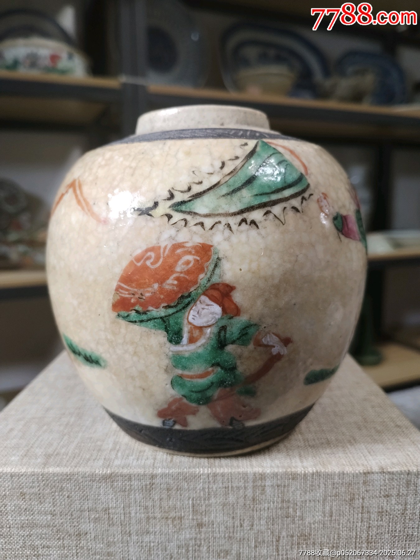 （全美品）晚清哥釉五彩刀馬旦人物罐尺寸高11.5cm_價(jià)格204元_第2張_