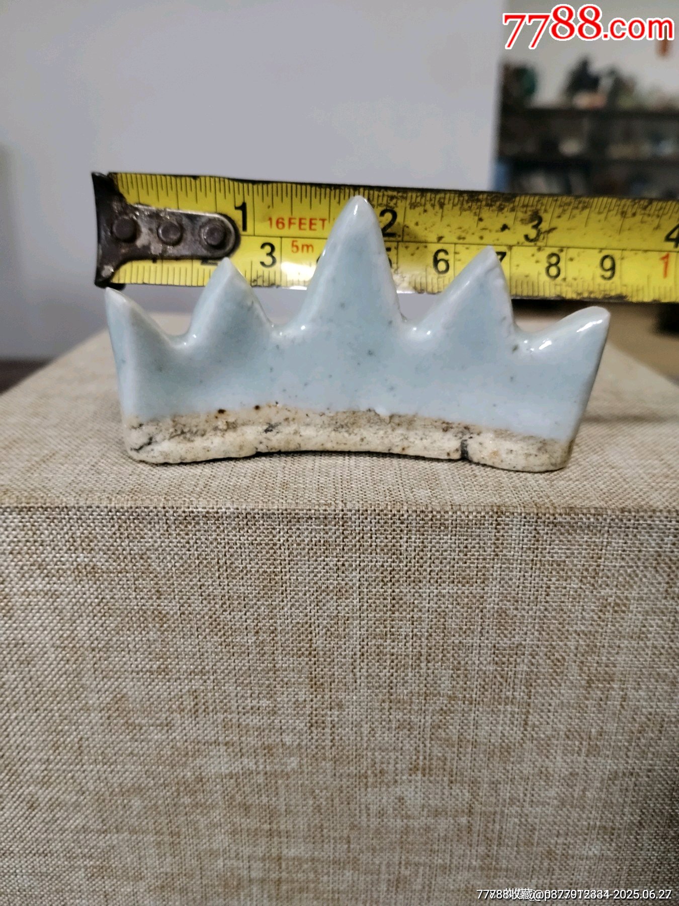 （全品）清中期豆青釉文房筆架山，文房器路份高尺寸：直徑8cm，高4.5cm_價(jià)格100元_第4張_