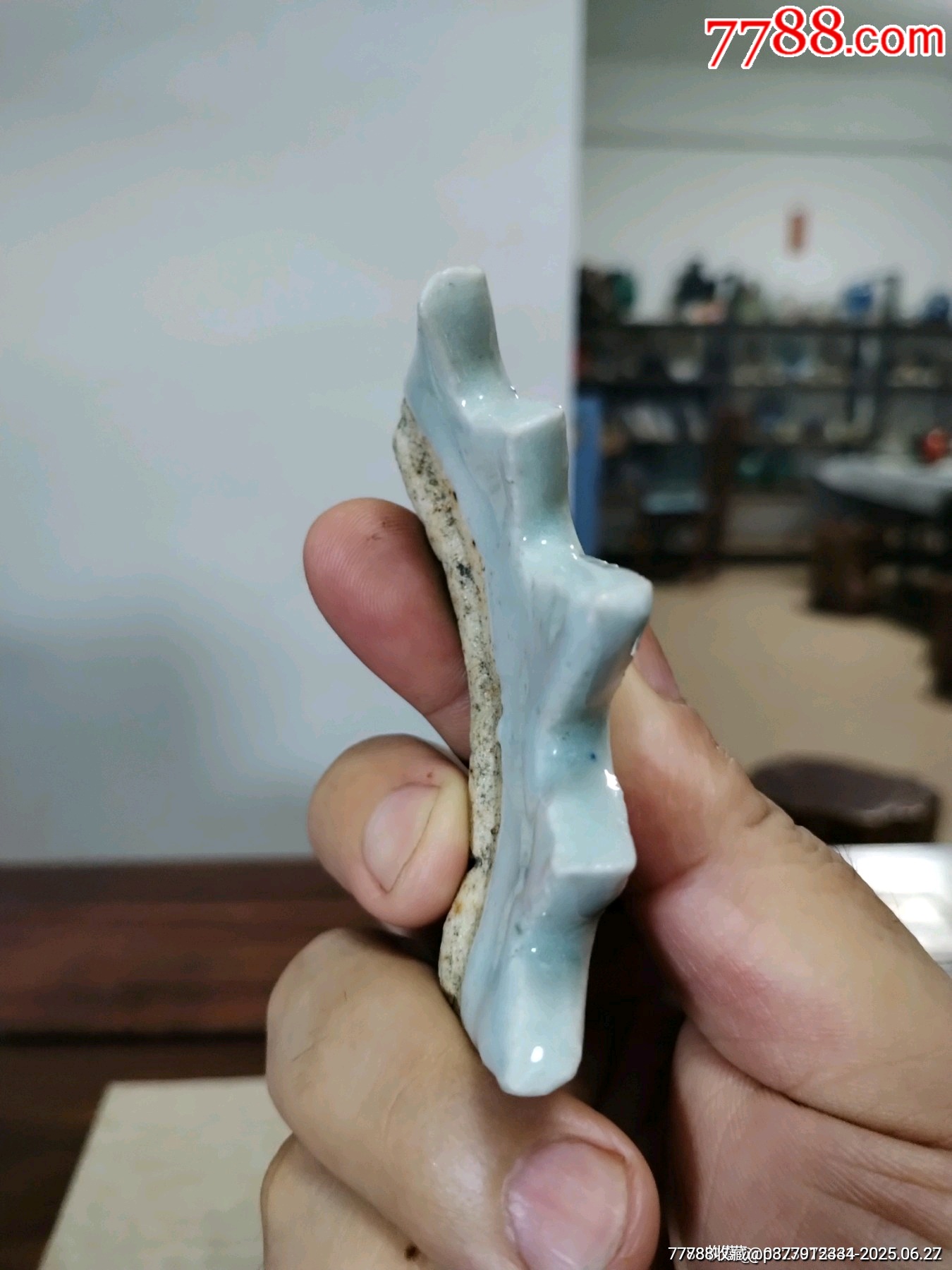 （全品）清中期豆青釉文房筆架山，文房器路份高尺寸：直徑8cm，高4.5cm_價(jià)格100元_第5張_