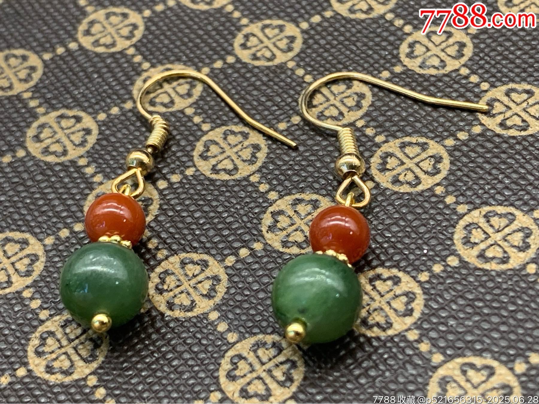 純天然和田玉碧玉南紅耳環(huán)_價(jià)格1元_第9張_