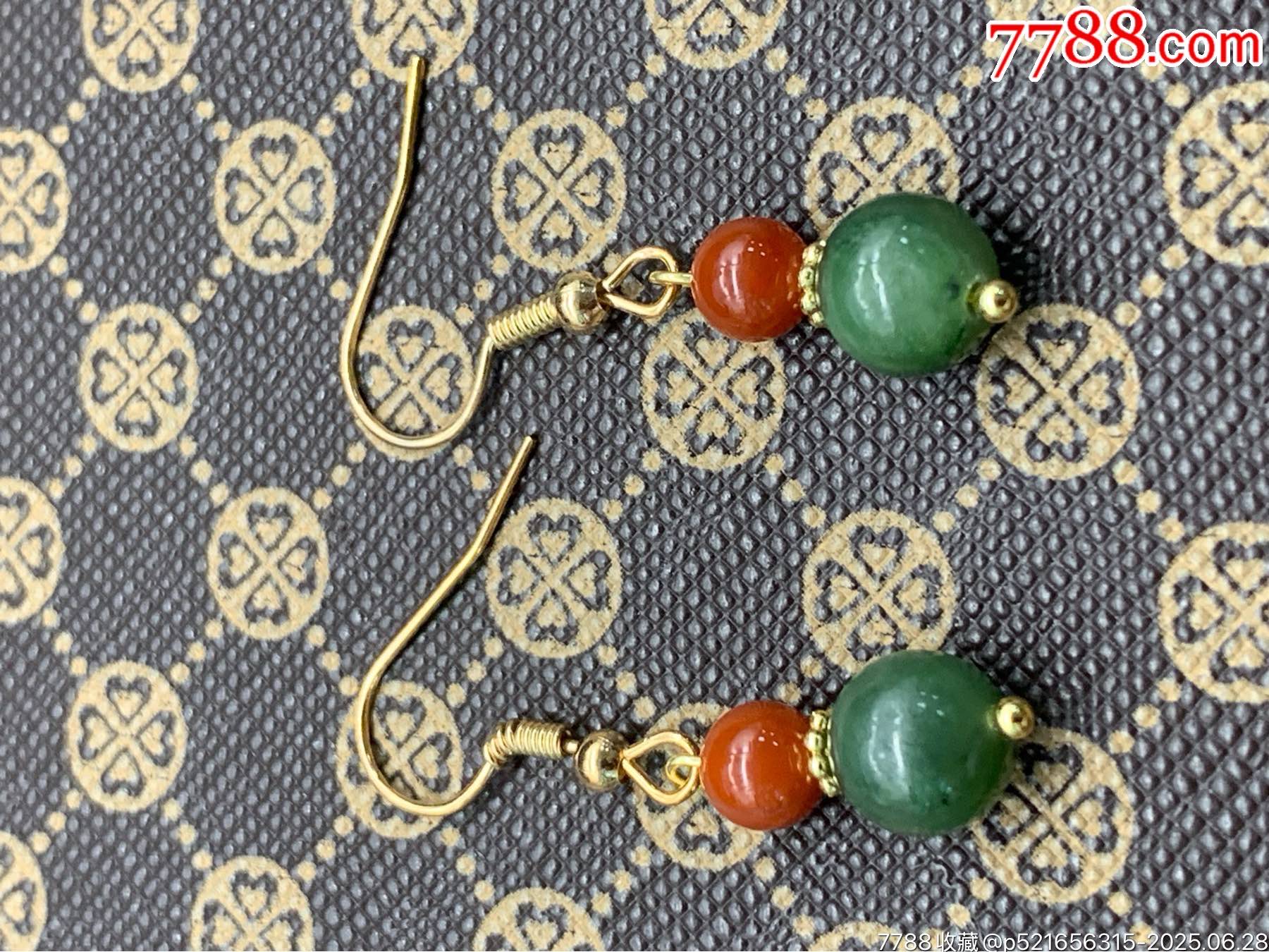 純天然和田玉碧玉南紅耳環(huán)_價(jià)格1元_第10張_