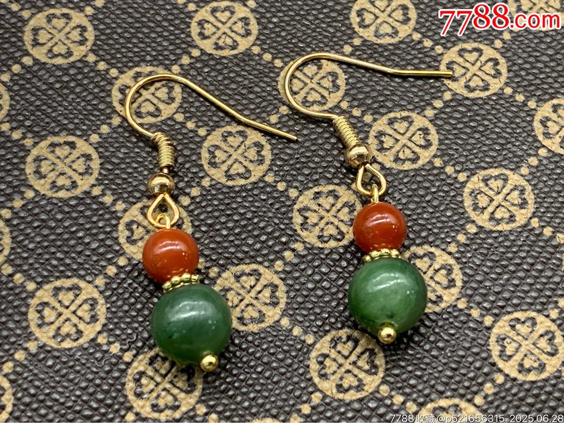 純天然和田玉碧玉南紅耳環(huán)_價(jià)格1元_第11張_
