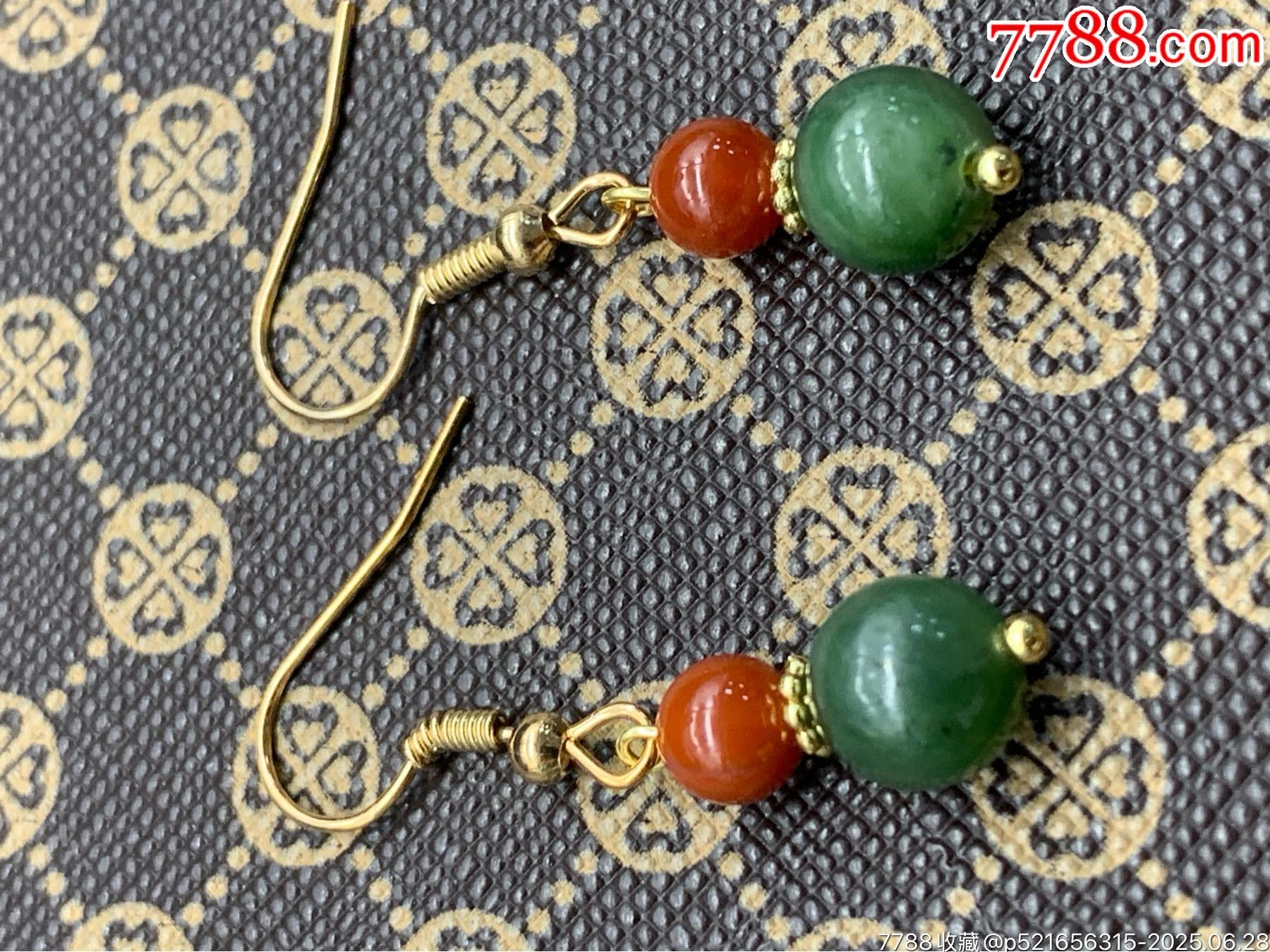 純天然和田玉碧玉南紅耳環(huán)_價(jià)格1元_第12張_