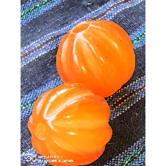 糖色瑪瑙瓜棱珠子。_
