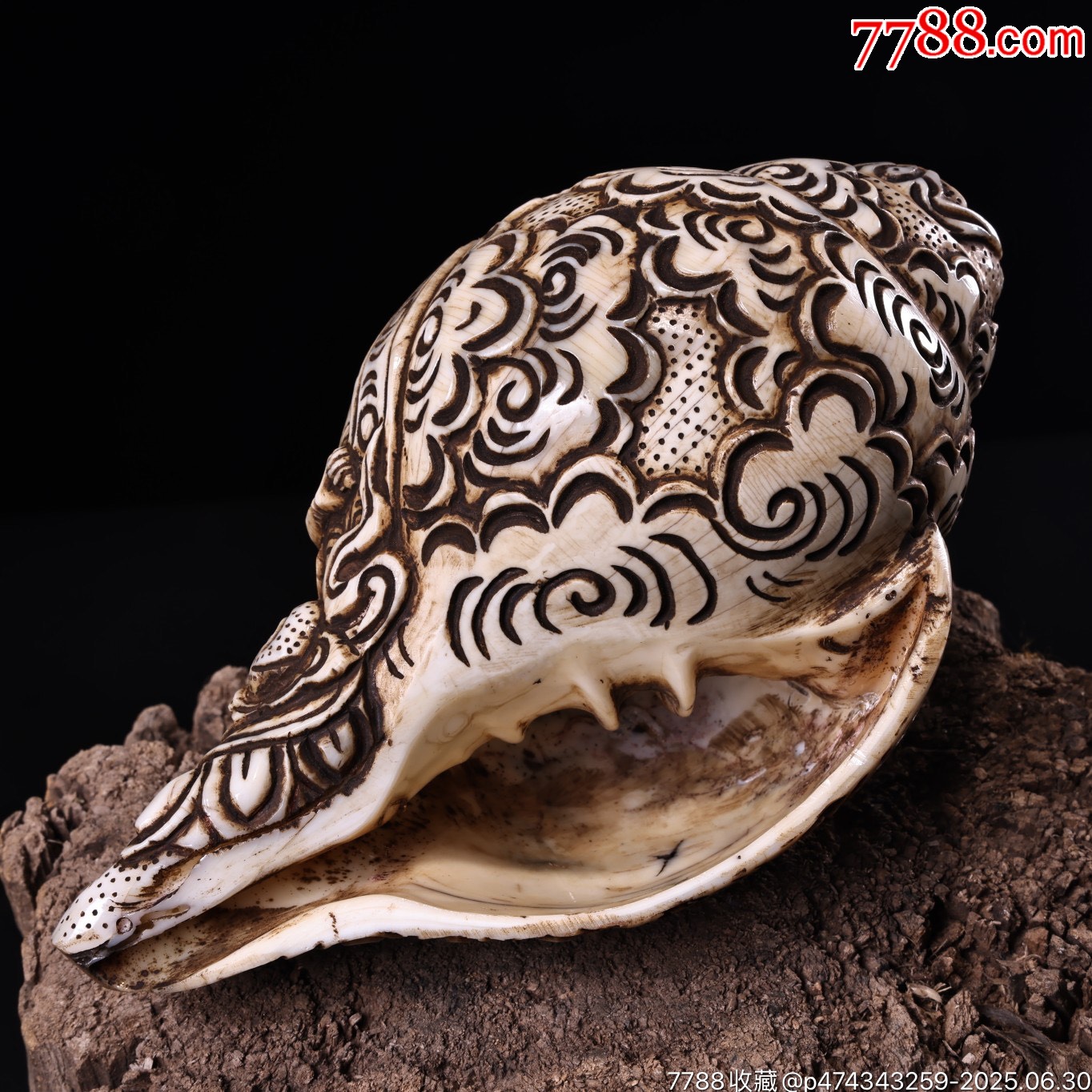 珍品舊藏西藏收純天然右旋海螺藏傳工藝高浮雕刻《勝利金剛》_價(jià)格1299元【子健老貨】_第4張_