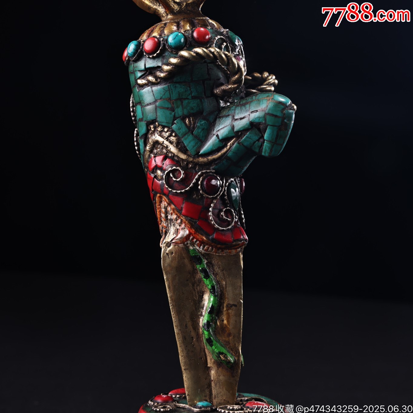 舊藏西藏收純銅藏傳工藝鑲嵌寶石彩繪描金密宗普巴金剛降魔杵法器_價(jià)格1888元【子健老貨】_第5張_