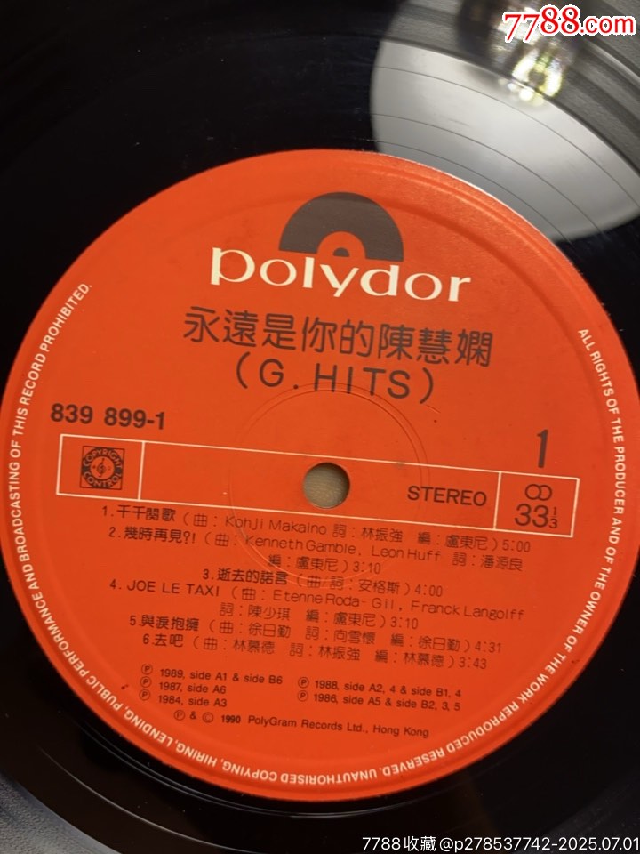 陳慧嫻-永遠(yuǎn)是你的陳慧嫻。黑膠LP。帶歌詞大海報(bào)。第一面有一道短刮痕和一些細(xì)微。_價(jià)格690元【一線音樂搬運(yùn)工】_第7張_