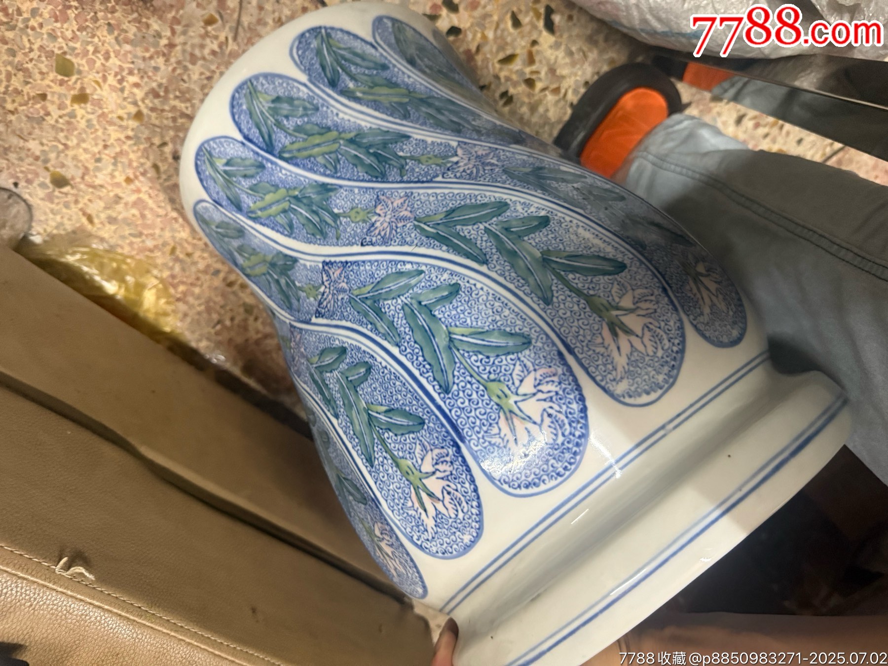 老釉下彩繪瓷鼓繡墩花座一個，手繪彩，完整，如圖所見發(fā)貨_價格20元_第1張_