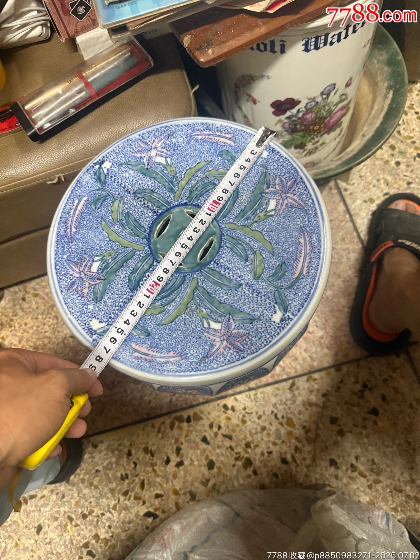 老釉下彩繪瓷鼓繡墩花座一個，手繪彩，完整，如圖所見發(fā)貨_價格20元_第6張_